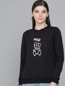 Kotty Women Black Printed Sweatshirt