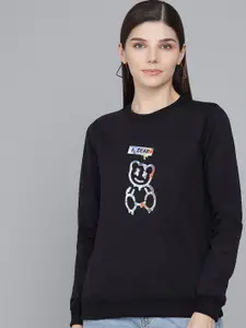 Kotty Women Black Printed Sweatshirt
