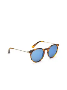 Police Men Blue Lens & Brown Round Sunglasses with Polarised Lens SPL571K501GZBSG