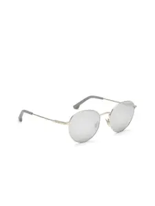 Police Men Grey Lens & Silver-Toned Round Sunglasses with Polarised Lens SPL971K52579KSG