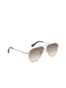 Police Men Grey Lens & Gold-Toned Aviator Sunglasses with Polarised Lens