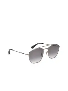 Police Men Grey Lens & Silver-Toned Square Sunglasses with Polarised Lens SPL996A57568SG