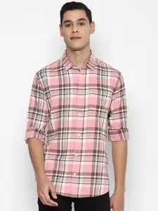 FOREVER 21 Men Pink & Brown Tartan Checks Checked Casual Shirt