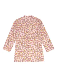 My Little Lambs Boys Red Printed Pure Cotton Quirky Kurta