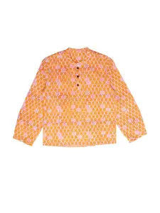 My Little Lambs Boys Yellow & Pink Ethnic Motifs Printed Indie Prints Kurta