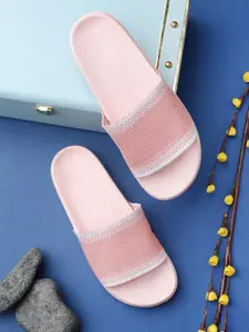 Pampy Angel Women Pink Self Design Sliders