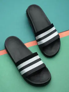 Pampy Angel Pampy Angel Men Blue & White Striped Rubber Sliders