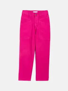 Noh.Voh - SASSAFRAS Kids Noh Voh - SASSAFRAS Kids Girls Fuchsia Straight Fit Pure Cotton Jeans