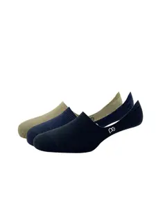 Peter England Men Pack of 3 Beige & Navy Blue Cotton Shoe Liners Socks