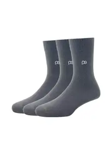 Peter England Men Grey Pack of 3 Calf Length Socks