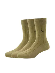 Peter England Men Beige Pack of 3 Cotton Calf Length Socks