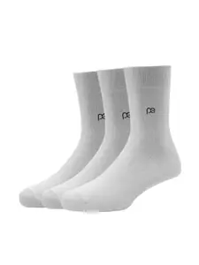 Peter England Men Pack Of 3 White Solid Full Length Socks