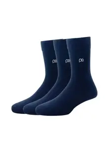 Peter England Men Pack Of 3 Navy Blue Solid Full Length Socks