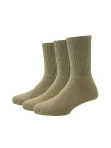 Peter England Men Pack Of 3 Grey Melange Solid Full Length Socks