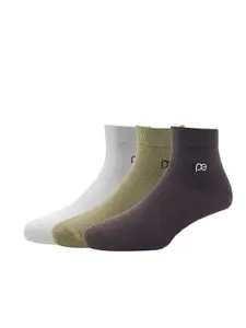 Peter England Men Beige & Brown Pack of 3 Cotton Above Ankle Length Socks