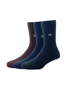 Peter England Men Brown & Navy Blue Pack of 3 Cotton Full Length Socks