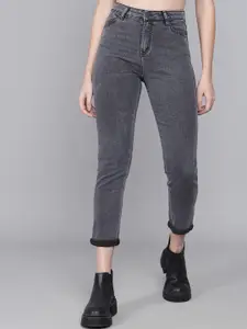 Kotty Women Grey Skinny Fit High-Rise Slash Knee Jeans
