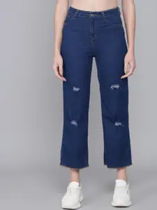 Kotty Women Blue Flared High-Rise Mildly Distressed Jeans