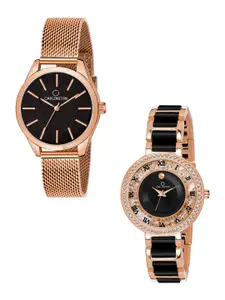 CARLINGTON His & Her Multicoloured Dial Stainless Steel Bracelet Style Straps Watch