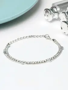PRITA PRITA Women Silver-Plated & White Brass American Diamond Link Bracelet