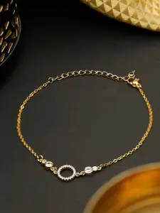 PRITA PRITA Women Gold-Toned Stone Studded Link Bracelet