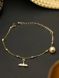 PRITA PRITA Women Gold-Toned Brass American Diamond Handcrafted Gold-Plated Link Bracelet