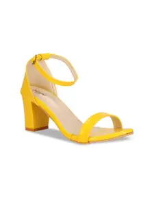 Misto Yellow Block Sandals with Buckles