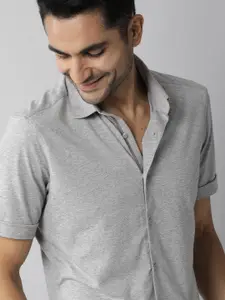 RARE RABBIT Men Grey Custom Slim Fit Casual Shirt