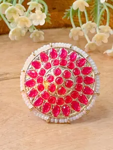 I Jewels Gold-Plated Kundan Handcrafted Adjustable Finger Ring