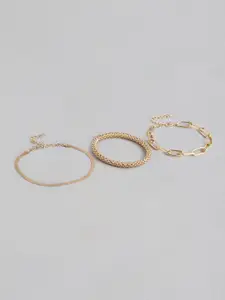 Peora Women Set  of 3 Gold-Plated Charm Bracelet