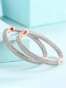 Peora Women Rose Gold Circular Hoop Earrings