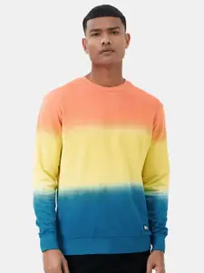 The Souled Store Men Multicoloured Tie Dye Colourblocked Cotton Sweatshirt