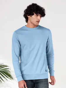 The Souled Store Men Snow Blue Solid Sweatshirt