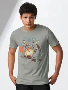 The Souled Store Men Grey Cotton Superman & Batman Print T-shirt