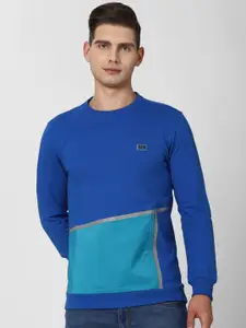 Peter England Casuals Men Blue Colourblocked Sweatshirt