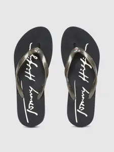 Tommy Hilfiger Women Black Thong Flip-Flops