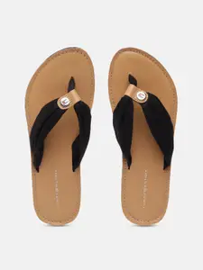 Tommy Hilfiger Women Black Solid Beach Thong Flip-Flops