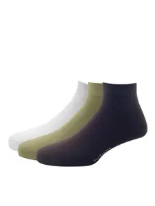 Van Heusen Men White & Black Pack Of 3 Ankle Length Cotton Socks