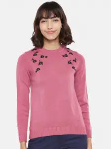 Honey by Pantaloons Women Pink & Black Floral Pullover