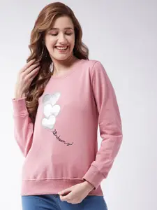 Modeve Women Pink Printed Sweatshirt