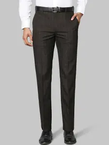 Raymond Men Brown Checked Trousers