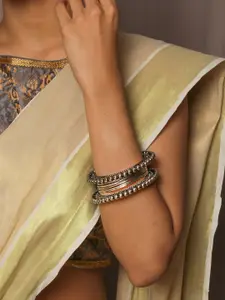 Fida Set Of 10 Silver-Plated Traditional Bangles