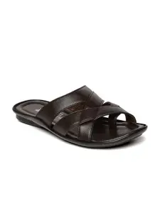 Paragon Men Brown Solid Slip On Comfort Sandals