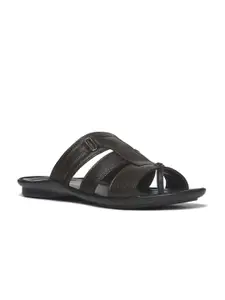 Paragon Men Black Solid Slip On Comfort Sandals