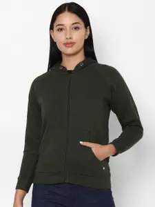 Allen Solly Woman Olive Green Hooded Sweatshirt