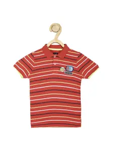 Allen Solly Junior Boys Red Striped Polo Collar T-shirt