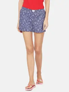 PAPA BRANDS Women Blue & White Printed Lounge Shorts