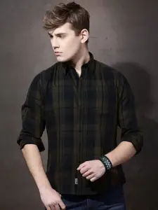 Roadster Men Khaki Checked Casual Shirt