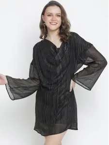 Oxolloxo Black Cowl Neck Satin Dress