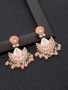 AVANT-GARDE PARIS Gold-Toned & Orange Circular Jhumkas Earrings
